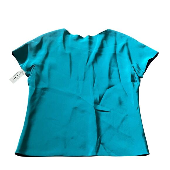 Mark Heister‎ Women's M Blouse 100% Silk Business Casual Office Blue Turquoise - Picture 4 of 8